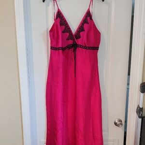 Elegant Fuchsia and Black Lace Nightgown